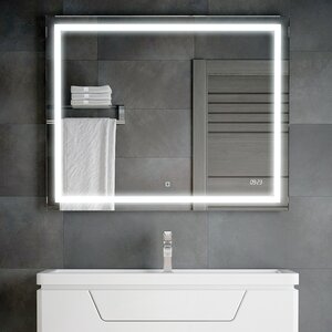 Изображение товара Зеркало Corozo Барго 100 х 80 см, LED-подсветка, часы, сенсор, SD-00001187