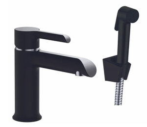 Изображение товара Смеситель для раковины Haiba, с гигиенической лейкой, черный, HB12805-7