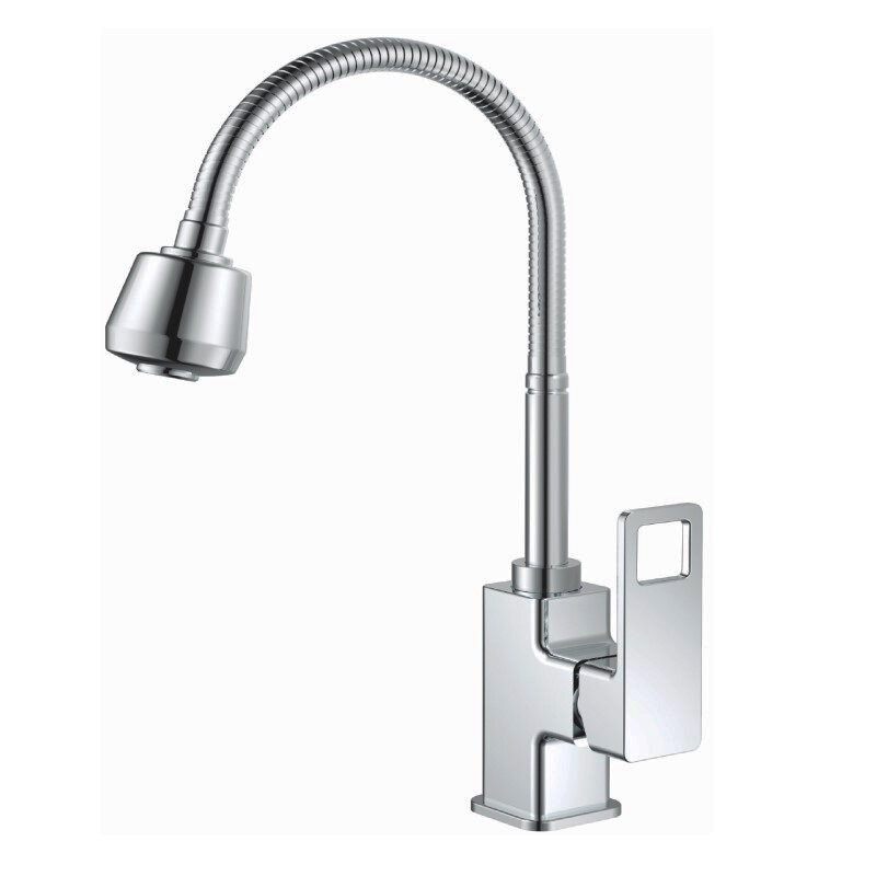 Изображение товара Смеситель для кухни Haiba с гибким изливом и хромированным покрытием HB73615