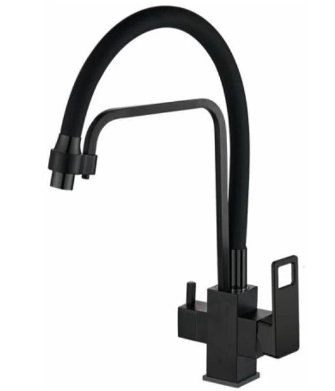 Изображение товара Смеситель для кухонной мойки Haiba, с гибким изливом, с подключением фильтра питьевой воды, черный, HB76615-7