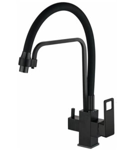 Изображение товара Смеситель для кухонной мойки Haiba, с гибким изливом, с подключением фильтра питьевой воды, черный, HB76615-7