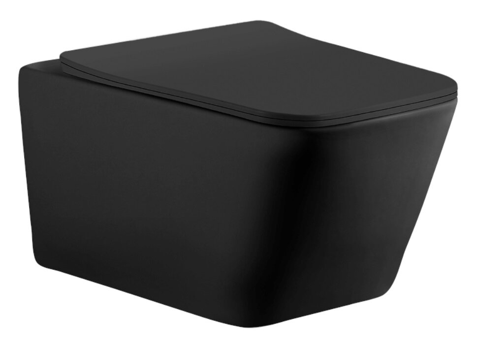 Изображение товара Подвесной безободковый унитаз Aquanet Tavr 287011-W BW с микролифтом черный матовый