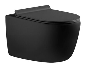 Изображение товара Подвесной безободковый унитаз Aquanet Cetus 287008-BW с крышкой микролифт Slimseat черный матовый