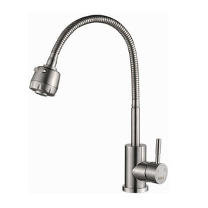 Изображение товара Смеситель для кухонной мойки Haiba HB73304 с гибким изливом нержавеющая сталь