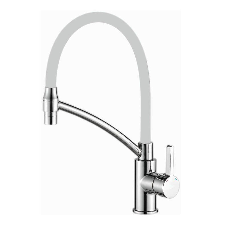 Изображение товара Смеситель для кухонной мойки Haiba HB73643-8 с гибким изливом белый хром