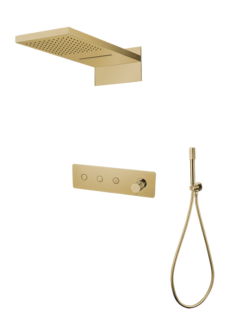 Изображение товара Душевая система Boheme Fusion 130-G трехпозиционная верхний и ручной душ золото