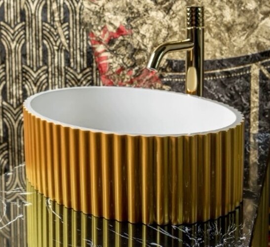 Изображение товара Раковина Armadi Art Canale 878-G овальная 50 см накладная золото Италия