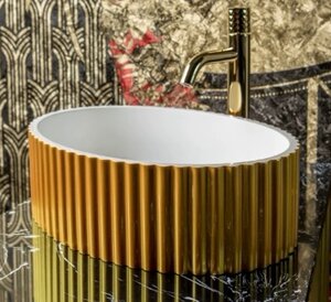 Изображение товара Раковина Armadi Art Canale 878-G овальная 50 см накладная золото Италия