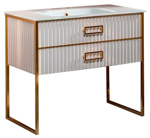 Изображение товара Тумба под раковину Armadi Art Monaco 100 см, напольная, белый, золото, 866-100-WG