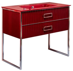 Изображение товара Тумба под раковину Armadi Art Monaco 100 см, напольная, бордовый, хром, 866-100-RCR