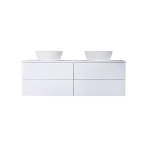Изображение товара Тумба с двумя раковинами Orange Otto, 130 см, подвесная, столешница МДФ, белый, Ot-130TuMDF+B08-360W