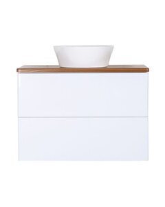Изображение товара Тумба с раковиной Orange Otto, подвесная, столешница щит ясеня, белый/дерево, Ot-75TuWOOD+B08-360W