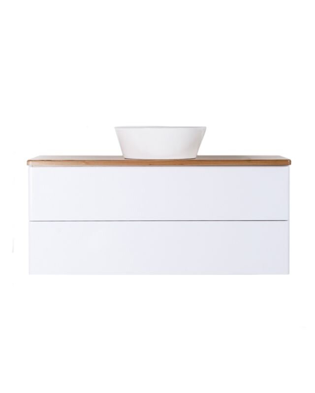 Изображение товара Подвесная тумба с раковиной Orange Otto, белая МДФ, щит ясеня, 100 см