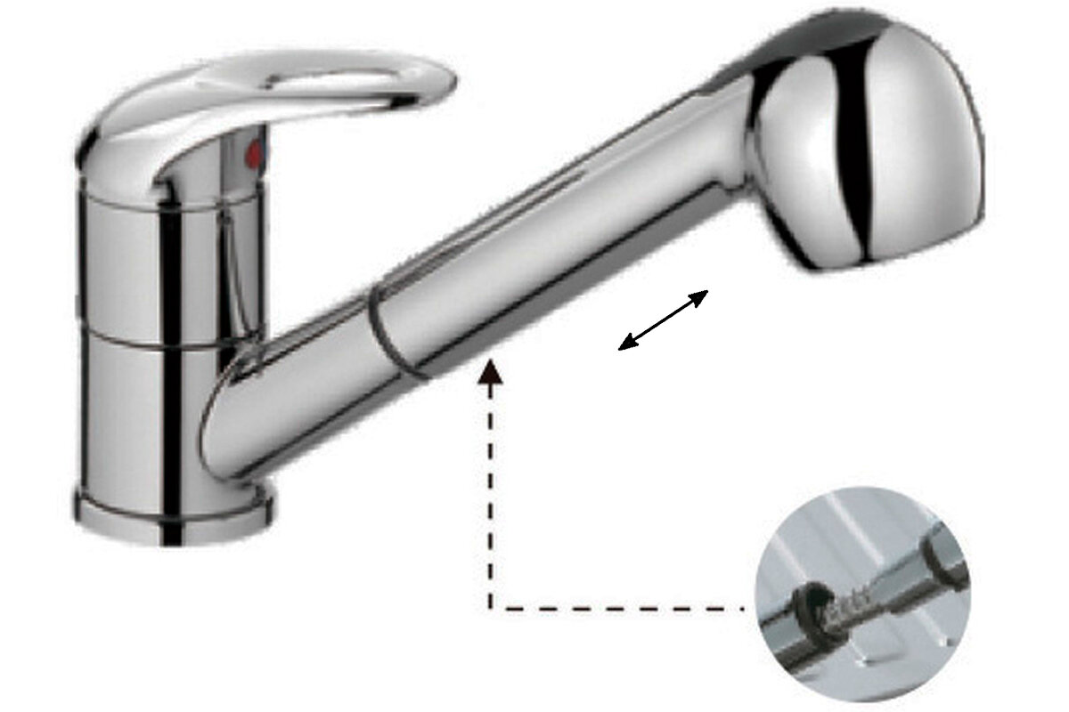 Изображение товара Смеситель для кухни Cron CN6003 с выдвигающейся лейкой хром