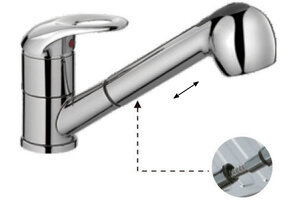 Изображение товара Смеситель для кухонной мойки Cron, с выдвигающейся лейкой, хром, CN6003