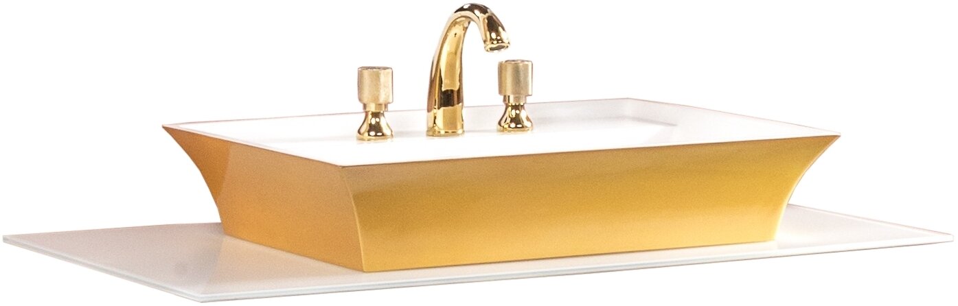 Изображение товара Столешница для ванной комнаты Armadi Art NeoArt 100 см стекло белая прямоугольная