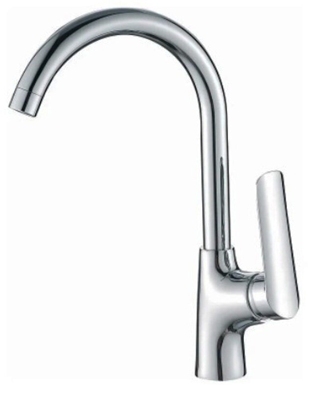 Изображение товара Смеситель для кухонной мойки Cron хром CN70521 Высокий однорычажный с поворотным излив