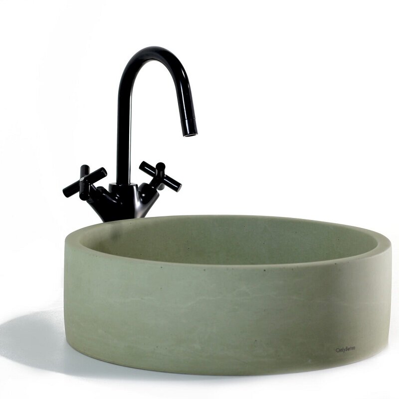 Изображение товара Бетонная накладная раковина Onlybeton Ореол 40 см, оливковый матовый дизайн