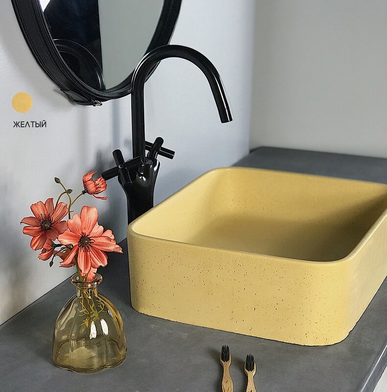 Изображение товара Раковина Onlybeton Оазис 0111003207-M, 39 х 33 см, накладная, желтый матовый