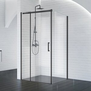 Изображение товара Душевой уголок BelBagno Acqua, 120 х 90 х 195 см, стекло прозрачное, профиль черный матовый, ACQUA-AH-1-120/90-C-NERO