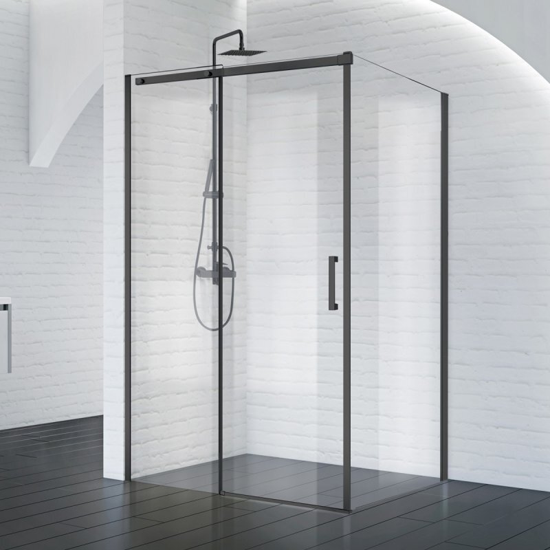 Изображение товара Душевой уголок BelBagno Acqua 150x90 прозрачное стекло черный матовый профиль Italy