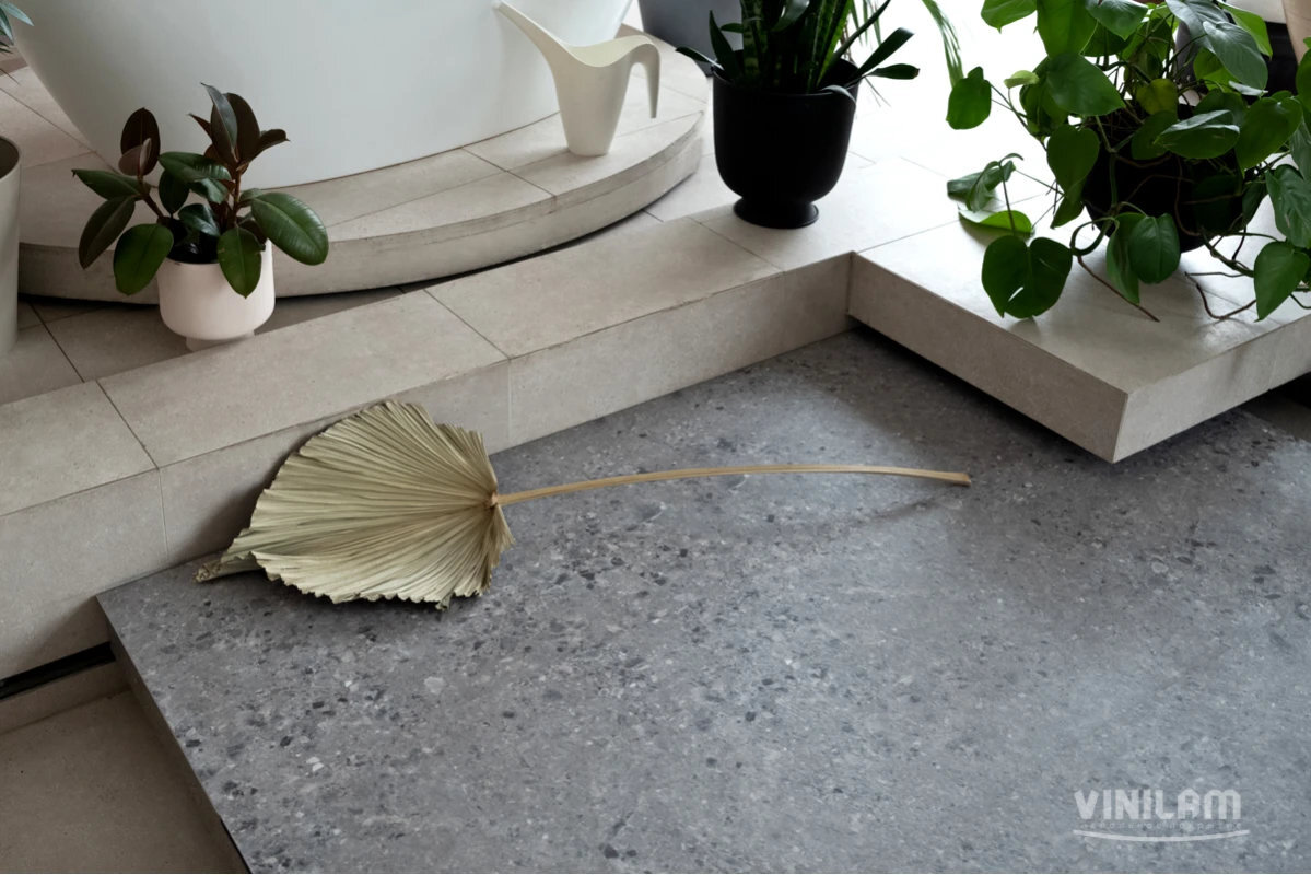 Изображение товара Виниловый ламинат Vinilam Ceramo Stone Glue Терраццо 71613, плитка 48 х 95 см, клеевой Изображение товара Виниловый ламинат Vinilam Ceramo Stone Glue Терраццо 71613, плитка 48 х 95 см, клеевой