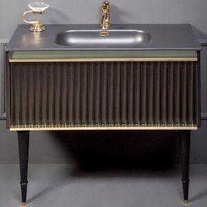 Изображение товара Тумба под раковину Armadi Art Canale 100 см черная и золотая с системой плавного закрывания