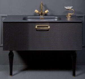 Изображение товара Тумба под раковину Armadi Art Linea 100 см, напольная, черный, золото, 842-100-BG
