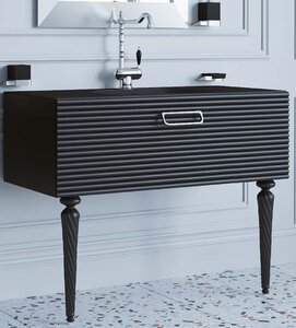 Изображение товара Тумба под раковину Armadi Art Linea 100 см напольная черная с хромом