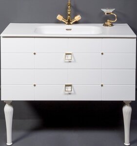 Изображение товара Тумба под раковину Armadi Art Piazza 100 см, напольная, белый, золото, 841-100-WG