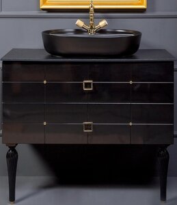 Изображение товара Тумба под раковину Armadi Art Piazza 100 см черная с золотом