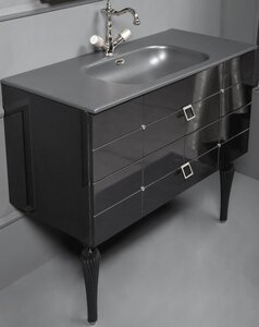 Изображение товара Тумба под раковину Armadi Art Piazza 100 см напольная черная с хромом