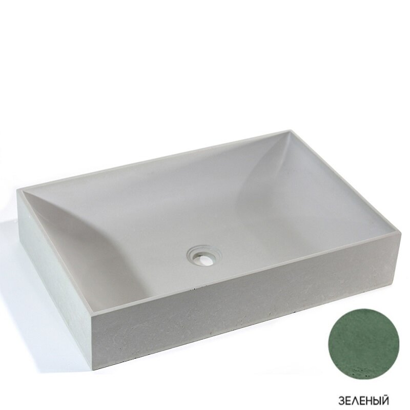 Изображение товара Раковина Onlybeton Англичанка 0111007208-M, 60 х 40 см, накладная, зелёный матовый Изображение товара Раковина Onlybeton Англичанка 0111007208-M, 60 х 40 см, накладная, зелёный матовый