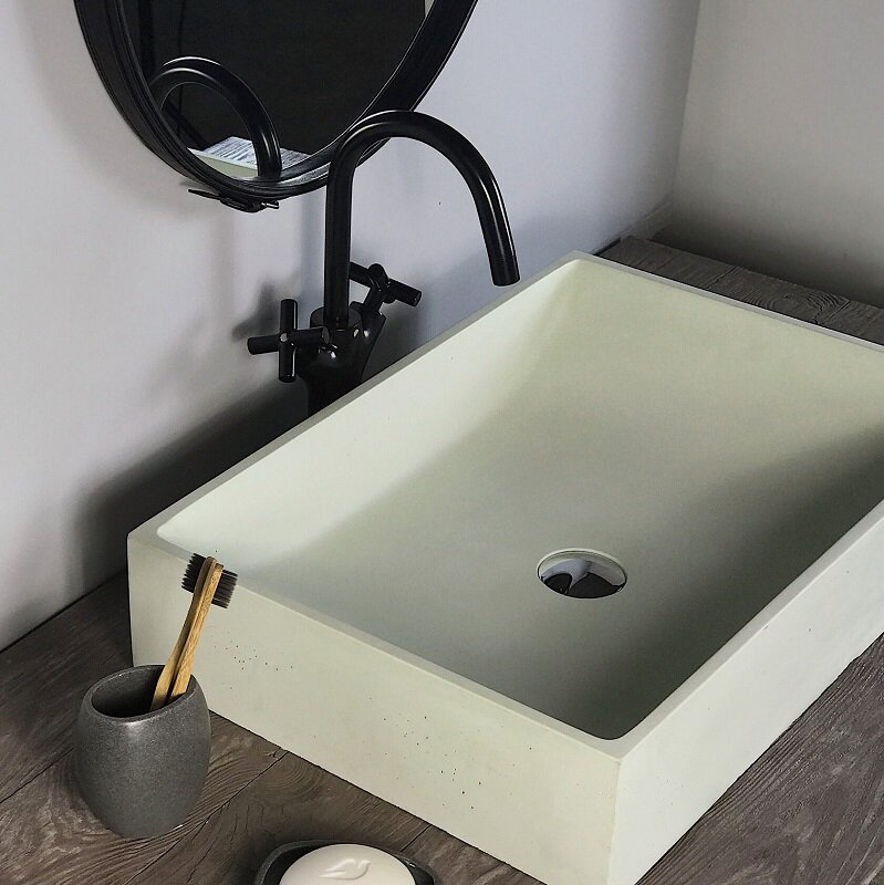 Изображение товара Раковина Onlybeton Волна 60х40 см накладная оливковый матовый бетон