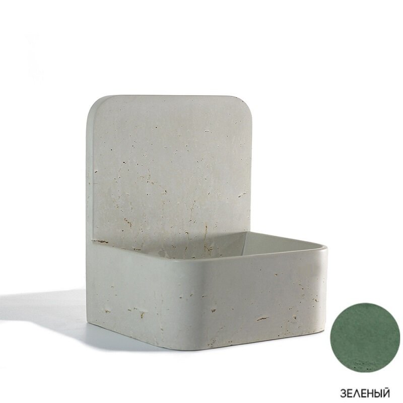 Изображение товара Раковина Onlybeton Мойдодыр-S 0111014108 30.5 х 24 см, высота стенки 36 см, зелёный матовый