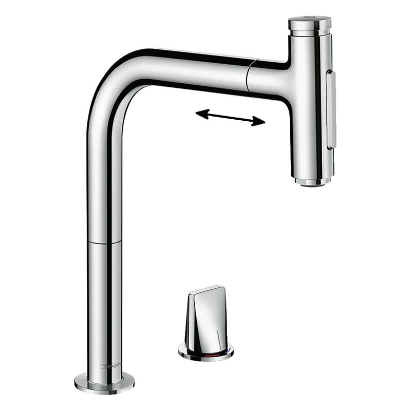 Изображение товара Смеситель для кухонной мойки Hansgrohe Metris Select, 73818000, хром