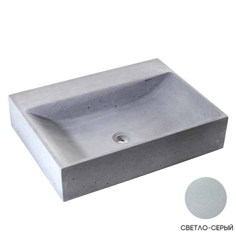 Изображение товара Раковина Onlybeton Волна 0111012202 с полкой, 60 х 44.5 см, накладная, светло-серый матовый Изображение товара Раковина Onlybeton Волна 0111012202 с полкой, 60 х 44.5 см, накладная, светло-серый матовый
