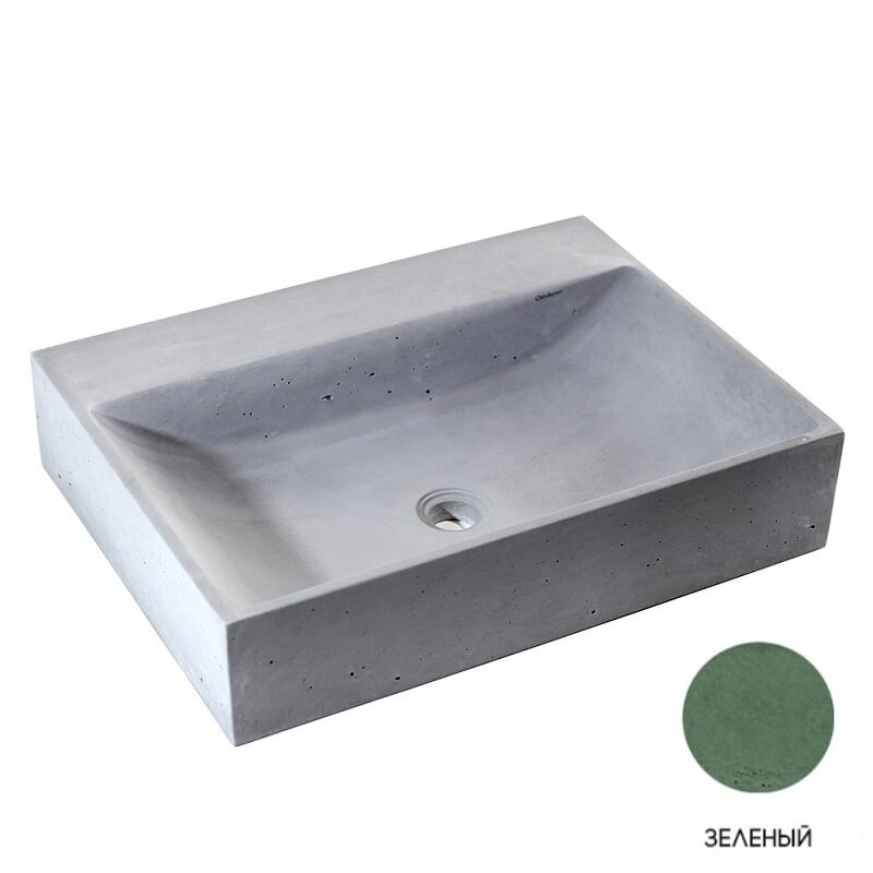 Изображение товара Раковина Onlybeton Волна 0111012208 с полкой зеленый матовый накладная 60x44.5 см