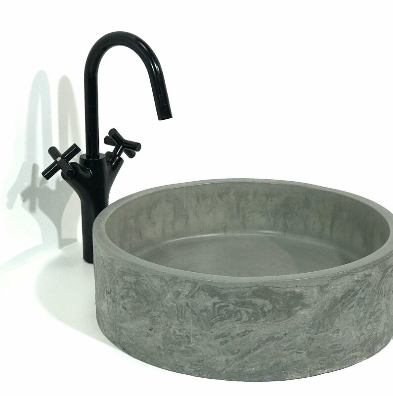 Изображение товара Раковина Onlybeton Ореол 0111013201 40 см из бетона с рельефом серый матовый накладная