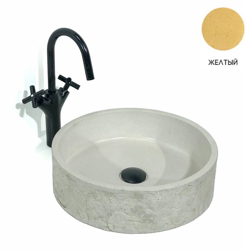 Изображение товара Раковина Onlybeton Ореол 40 см из бетона желтая матовая накладная