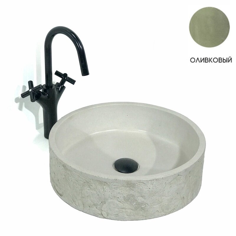 Изображение товара Раковина Onlybeton Ореол 0111013209 накладная 40 см в оливковом матовом цвете