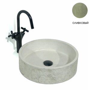 Изображение товара Раковина Onlybeton Ореол 0111013209 с рельефом 40 см, накладная, оливковый матовый