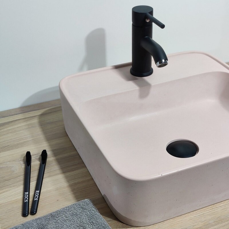 Изображение товара Раковина Onlybeton Оазис 0111017210-М с полкой, розовая матовая, накладная