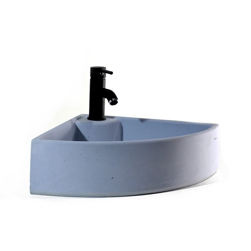 Изображение товара Угловая бетонная раковина Onlybeton Сектор 40 см голубой матовый