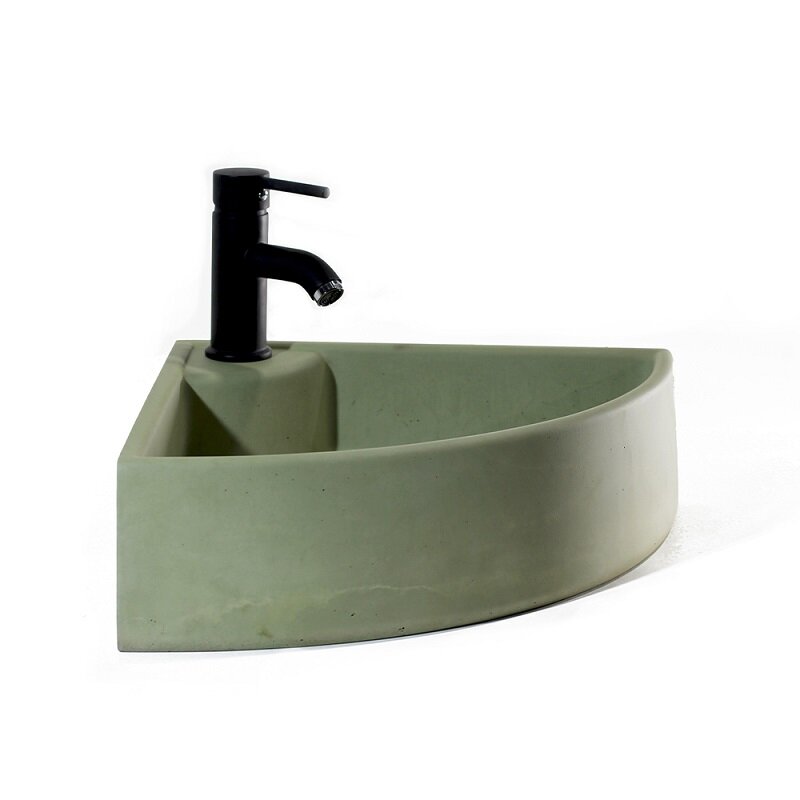 Изображение товара Раковина Onlybeton Сектор 40 см угловая, оливковый матовый бетон