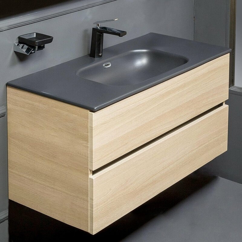 Изображение товара Тумба под раковину Armadi Art Vallessi 100 см подвесная светлый дуб