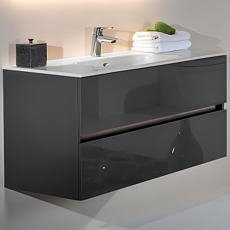 Изображение товара Тумба под раковину Armadi Art Vallessi 120 см антрацит глянцевая подвесная