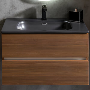 Изображение товара Тумба под раковину Armadi Art Vallessi 80 см подвесная dark oak