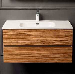 Изображение товара Тумба под раковину Armadi Art Vallessi 80 см подвесная, зебрано, 837-080-Z