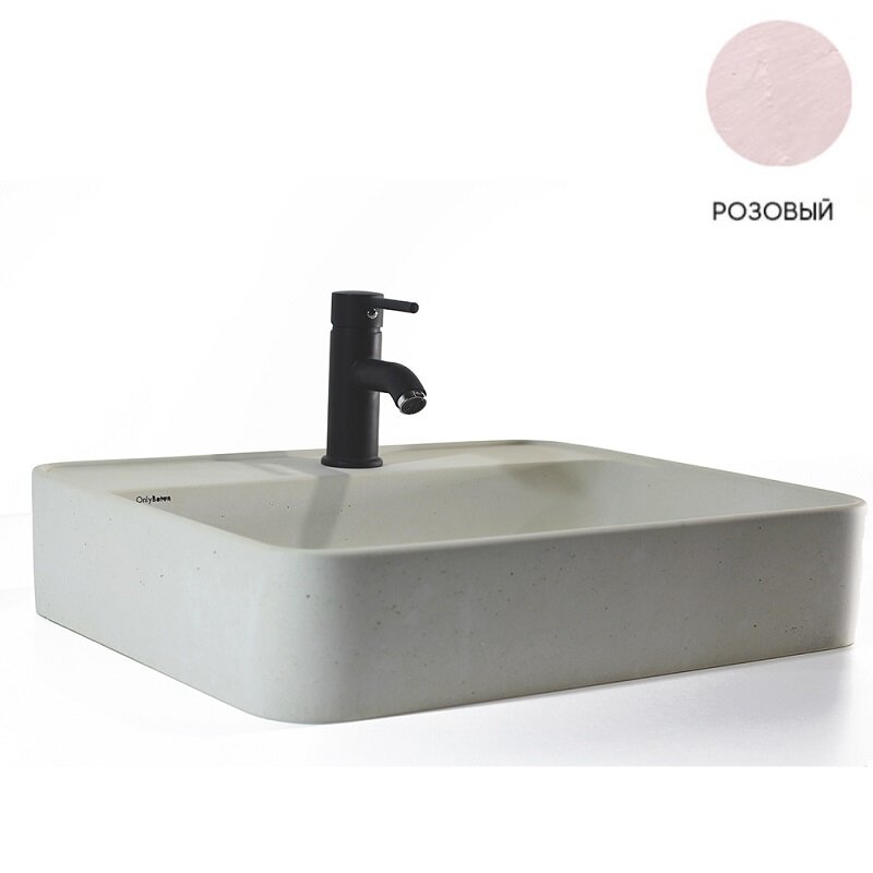 Изображение товара Раковина Onlybeton Оазис 0111019310-L с полкой 55x45 см розовый матовый накладная